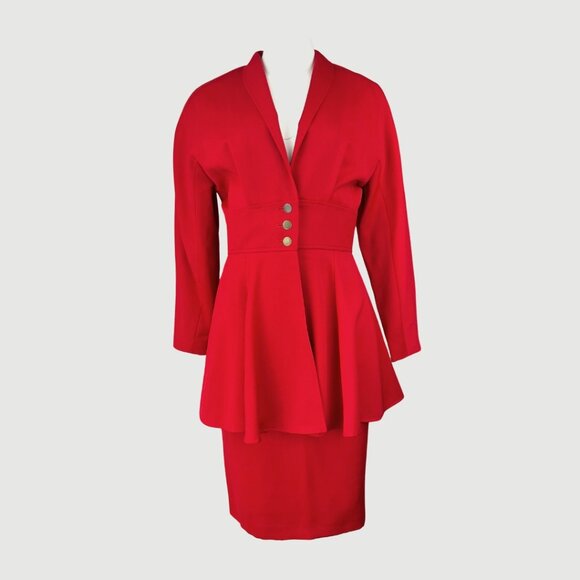 Vintage Red Skirted Suit - Picture 1 of 4